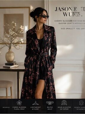 Jason Wu Cherry Blossom Belted Trench Coat size S